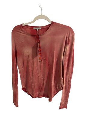 Rebecca Minkoff Lightweight Henley Top in Dusty Rose Size XS MSRP $58